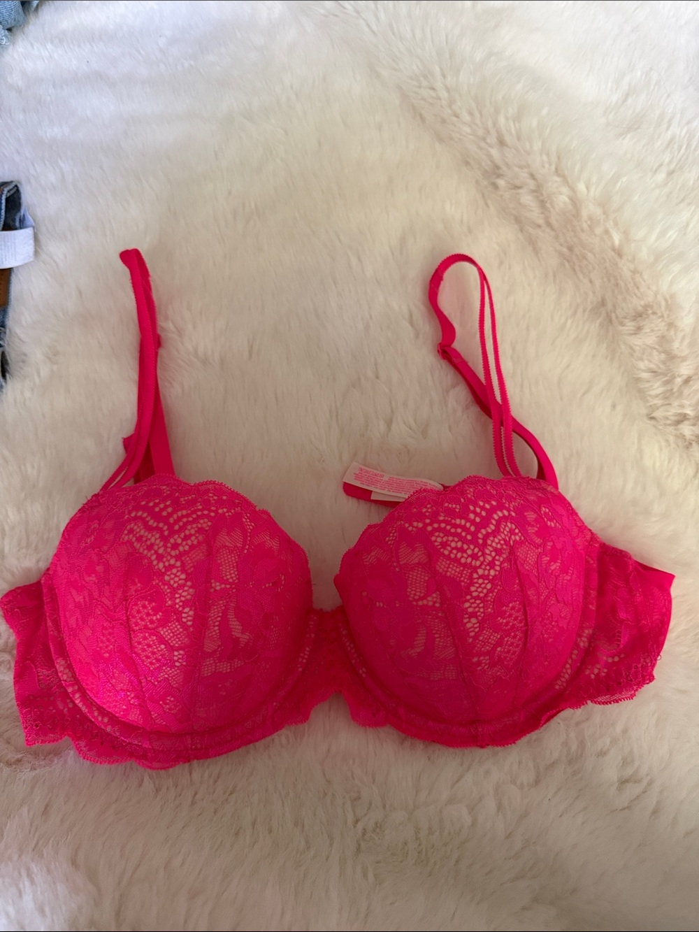 Victoria's Secret Hot Pink Lace Push-Up Bra
